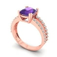 thumbnail image 1 of 3.96ct cushion cut purple natural amethyst 18k rose gold Bridal Wedding Engagement Promise Anniversary Ring for Women size 3.5, 1 of 7