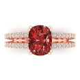 thumbnail image 1 of Clara Pucci 14K Rose Gold Solid Gold Garnet Solitaire with Accents Anniversary Ring for Women - 3.48 cttw Long Cushion Cut, 1 of 7