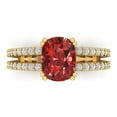 thumbnail image 1 of Clara Pucci 14K Yellow Gold Solid Gold Garnet Solitaire with Accents Anniversary Ring for Women - 3.48 cttw Long Cushion Cut, 1 of 7