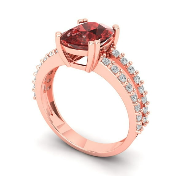 3.96ct cushion cut red natural garnet 18k rose gold Bridal Wedding Engagement Promise Anniversary Ring for Women size 6