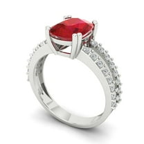 3.96ct cushion cut red ruby 18k white gold Bridal Wedding Engagement Promise Anniversary Ring for Women size 10.5