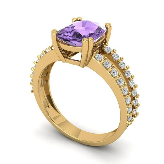 3.96ct cushion cut alexandrite 14k yellow gold Bridal Wedding Engagement Promise Anniversary Ring for Women size 10.75