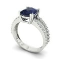thumbnail image 1 of 3.96ct cushion cut blue sapphire 18k white gold Bridal Wedding Engagement Promise Anniversary Ring for Women size 6.75, 1 of 7