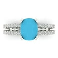 thumbnail image 1 of 3.96ct cushion cut turquoise 14k white gold Bridal Wedding Engagement Promise Anniversary Ring for Women size 7.5, 1 of 7