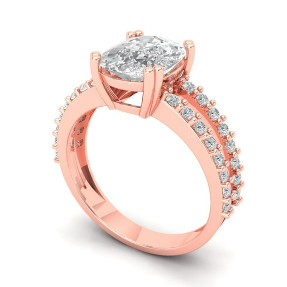 3.96ct cushion cut white sapphire 18k rose gold Bridal Wedding Engagement Promise Anniversary Ring for Women size 6.5