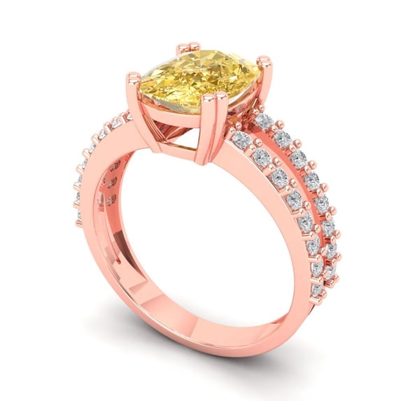 3.96ct cushion cut yellow moissanite 18k rose gold Bridal Wedding Engagement Promise Anniversary Ring for Women size 8.5