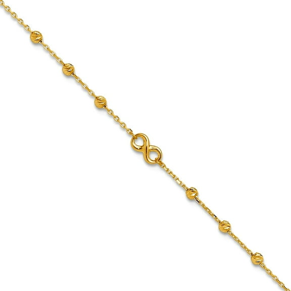 3.98mm 10k Solid Yellow Gold Infinity Symbol Plus 1in Extension Anklet 10 Inch Anklet for Women