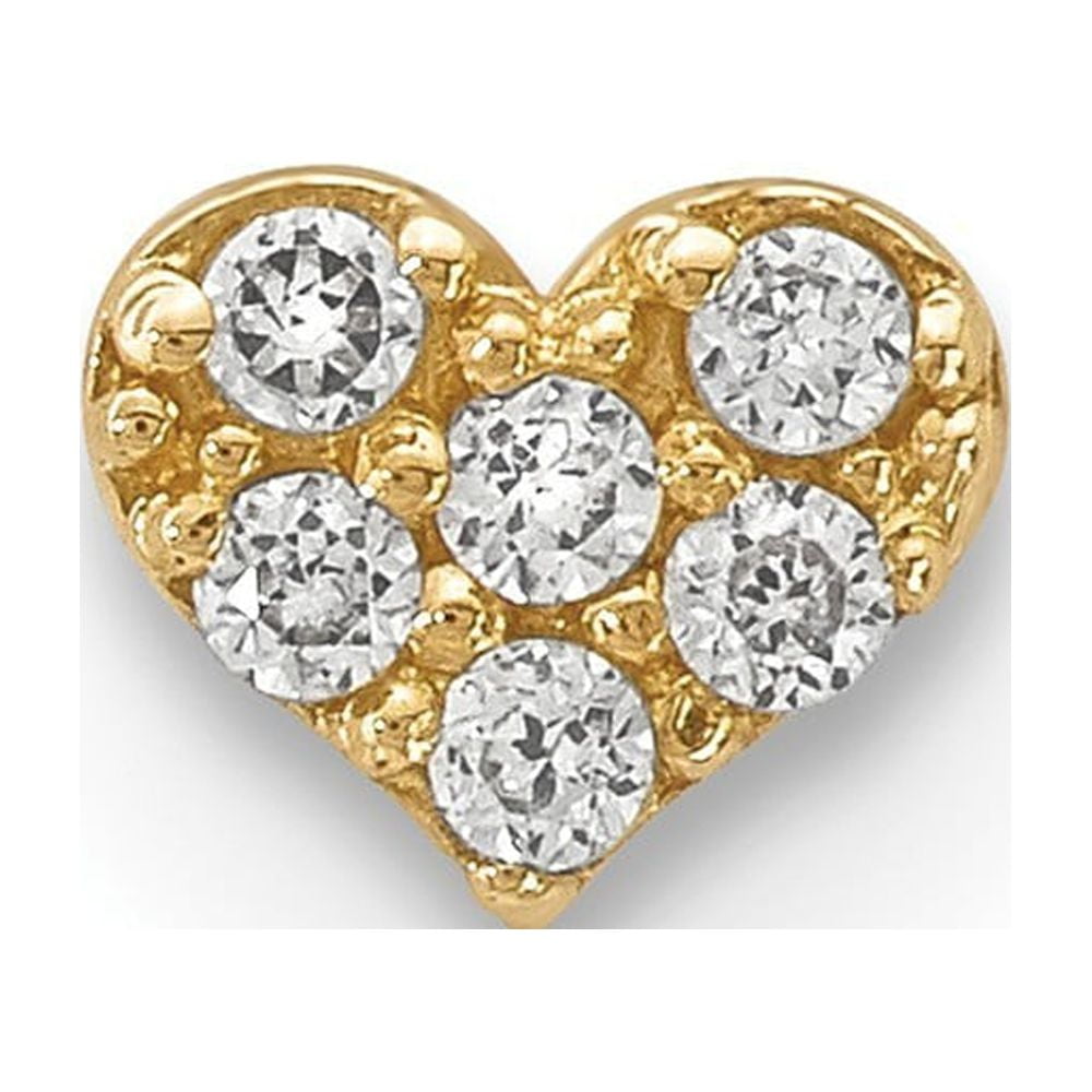 3.98mm 14k Cubic Zirconia Heart Pendant Labret Face Jewelry