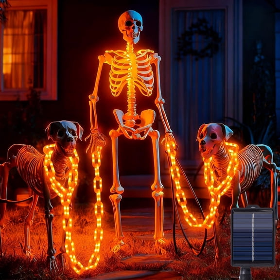 3.9Ft Halloween Luminous Chain - LED Waterproof String Lights with Timer Function 8 Lighting Modes for Outdoor Indoor Halloween Decor (Solar-powered model Orange)