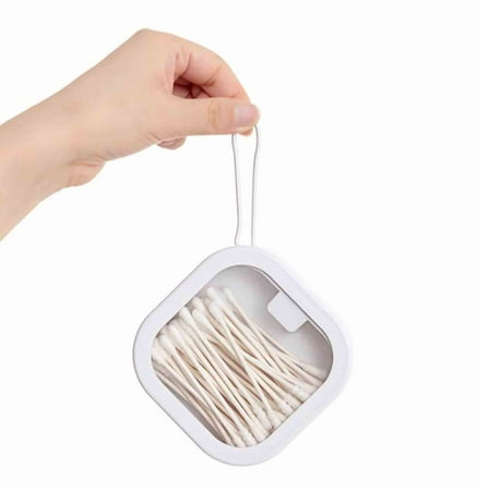 ​3.9In Abs Jewelry Push Box Organizer, Portable Travel Case with Silicone Lanyard Hair Clips Cosmetic Storage No Spill Lock​​ Travel Push Box (White)