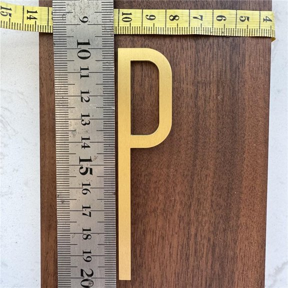 3.9Inch Self Adhesive Solid Brass English Letters for Wall Decor Metal House Numbers Mailbox Numbers Street Address Plaques Numbers Hardware (Letter P)