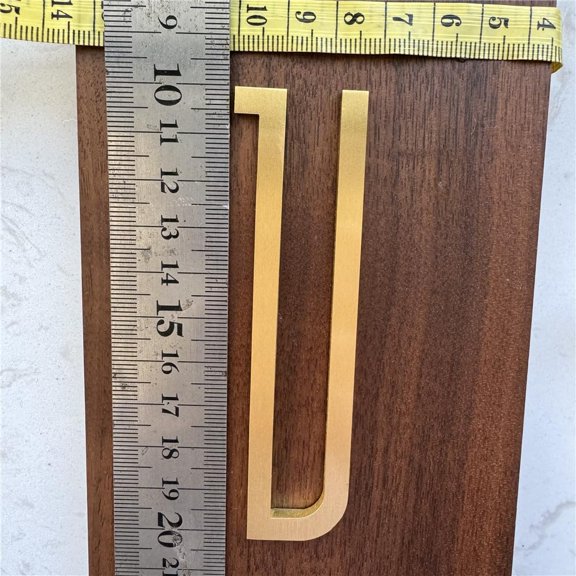 3.9Inch Self Adhesive Solid Brass English Letters for Wall Decor Metal House Numbers Mailbox Numbers Street Address Plaques Numbers Hardware (Letter V)