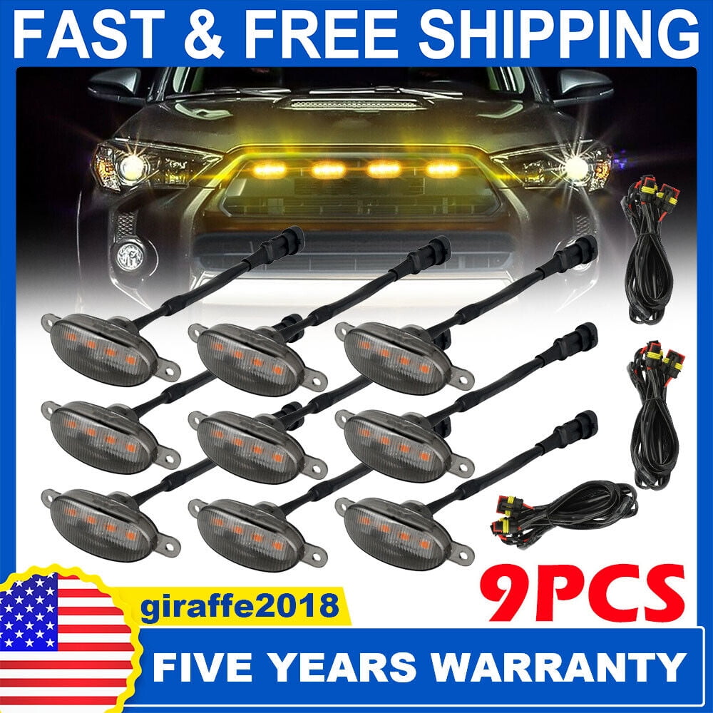 3/9X Smoked Lens Amber LED Front Grille Running Light Lamp For Ford F150 Raptor