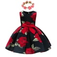 thumbnail image 1 of 3-9Y Floral Dress for Girls Rose Print Wedding Pageant Party Dress, 1 of 7