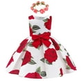 thumbnail image 1 of 3-9Y Floral Dress for Girls Rose Print Wedding Pageant Party Dress, 1 of 6