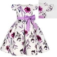 thumbnail image 1 of 3-9Y Girls Dress Bow Bridesmaid Wedding Princess Dress Floral Short-Sleeve Dresses, 1 of 6