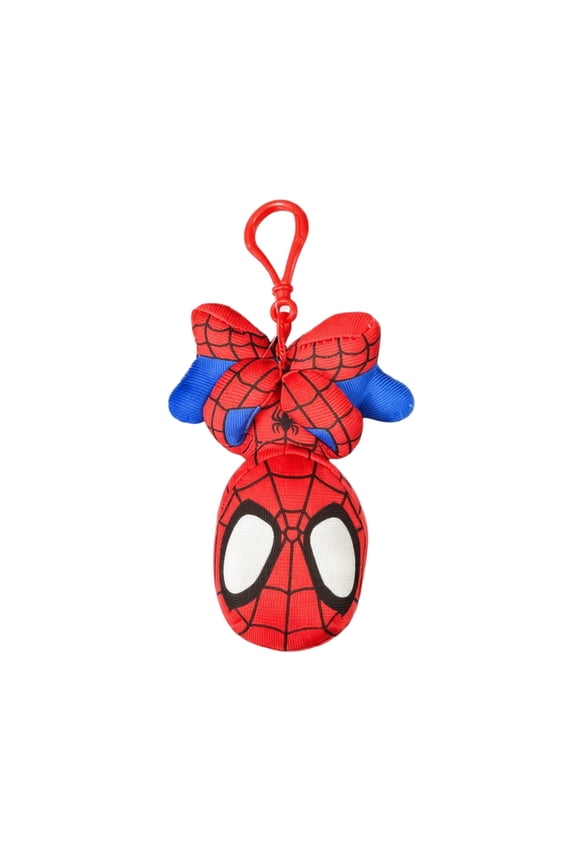 3.9in Red Blue Spider Hero Hanging Plush Pendant Keychain Clip Soft Stuffed Character Toy Backpack Charm Key Ring Holiday Present