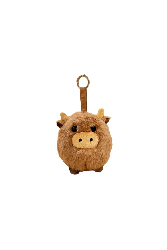 3.9in Small Brown Calf Plush Toy, Cute Cow Doll Pendant, Soft Farm Animal Keychain Decor, Miniature Stuffed Cattle Ornament, Tiny Plushie Item