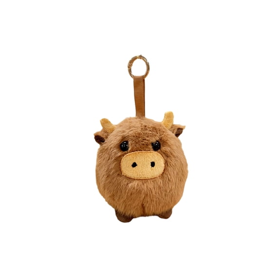 3.9in Small Brown Calf Plush Toy, Cute Cow Doll Pendant, Soft Farm Animal Keychain Decor, Miniature Stuffed Cattle Ornament, Tiny Plushie Item