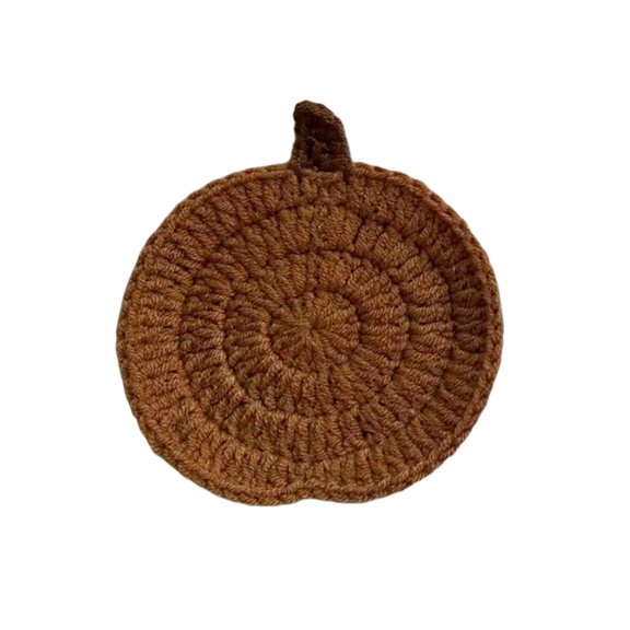 3.9inch Halloween Pumpkin Coaster, Handmade Crochet Wool Heat-Resistant Mat, Spooky Table Decor for Home Kitchen Dining Room Festival Protection