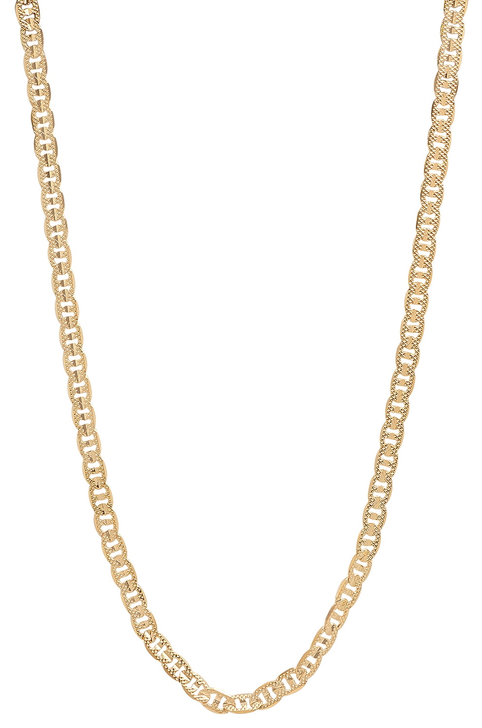 3.9mm 14k Yellow Gold Plated Flat Mariner Choker Chain Necklace, 16 inches