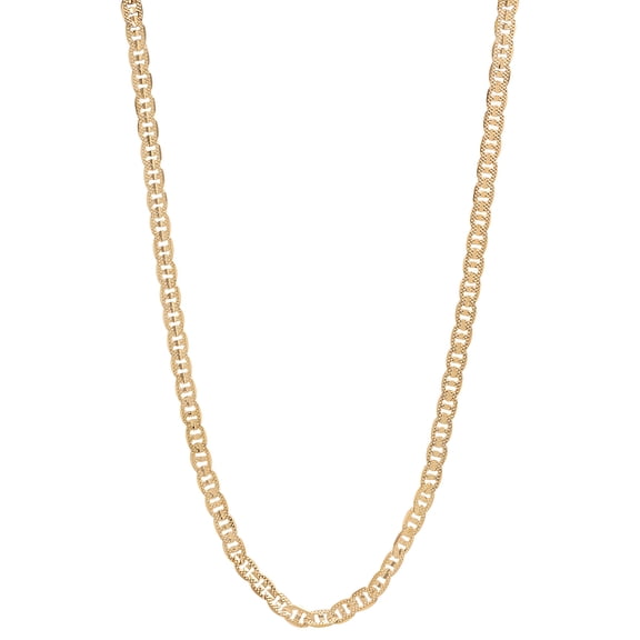 3.9mm 14k Yellow Gold Plated Flat Mariner Choker Chain Necklace, 16 inches