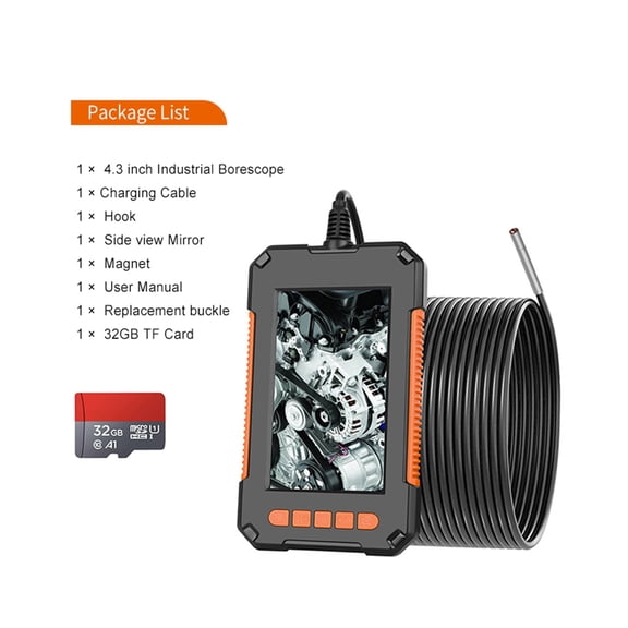 3.9mm Inspection Camera 1080P HD 4.3 inch LCD Screen IP67 Waterproof Snake Camera with 6 LED Lights for Pipe Sewer Drain , User-Friendly Borescopes