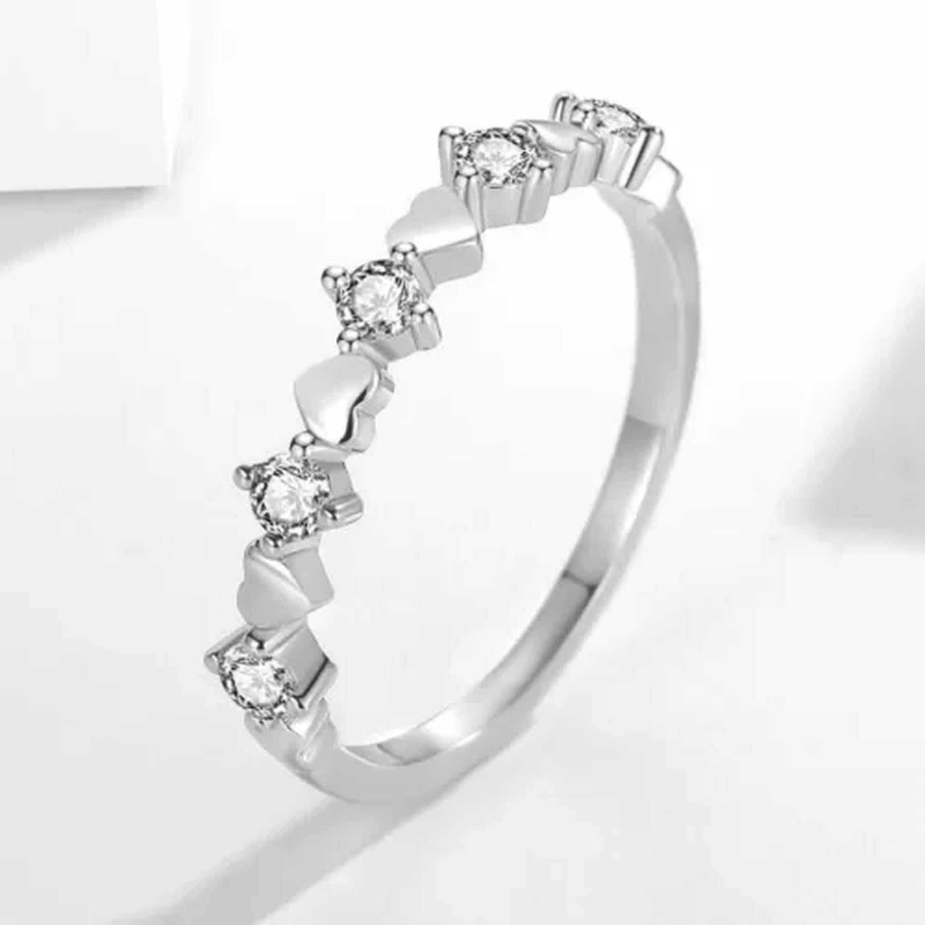 3.9mm Rose Gold ,925 Silver Love Heart Women's Engagement Round Cz Ring