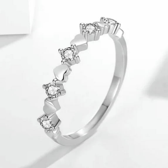 3.9mm Rose Gold ,925 Silver Love Heart Women's Engagement Round Cz Ring Size 4-9