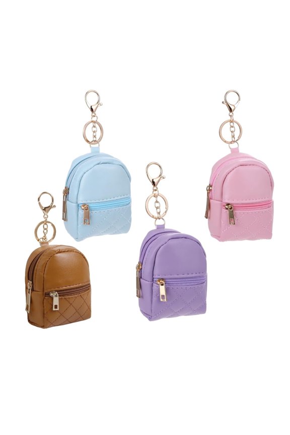 3.9x3.2x1.8In Creative Cute Pendant Keychains,4Pcs Reusable Zipper Coin Pouch for Ourdoor,Multi-color Backpack Keyrings for Party,Ourdoor