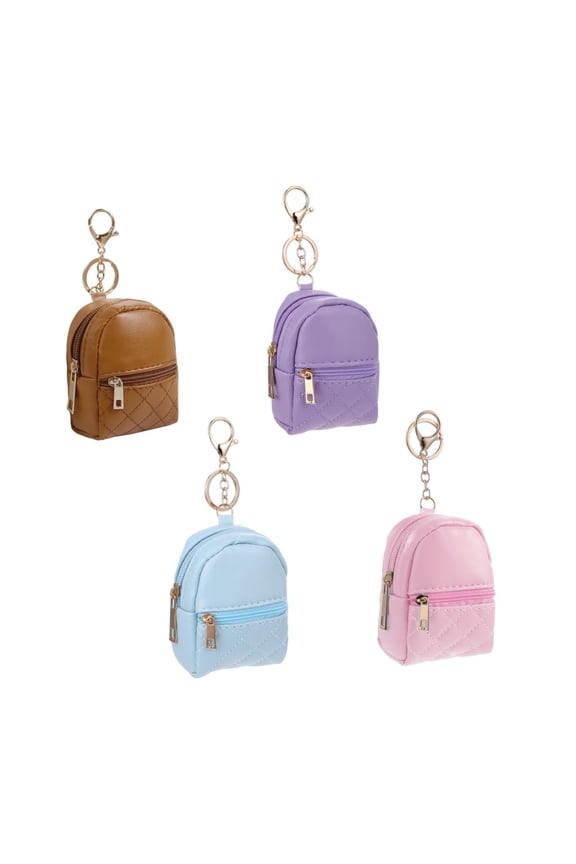 4Pack Small Multi-color Wallet for Women,3.9x3.2x1.8In Mini Backpack Keychains,Zipper Pocket Keychains Accessories for Party,Ourdoor,Home
