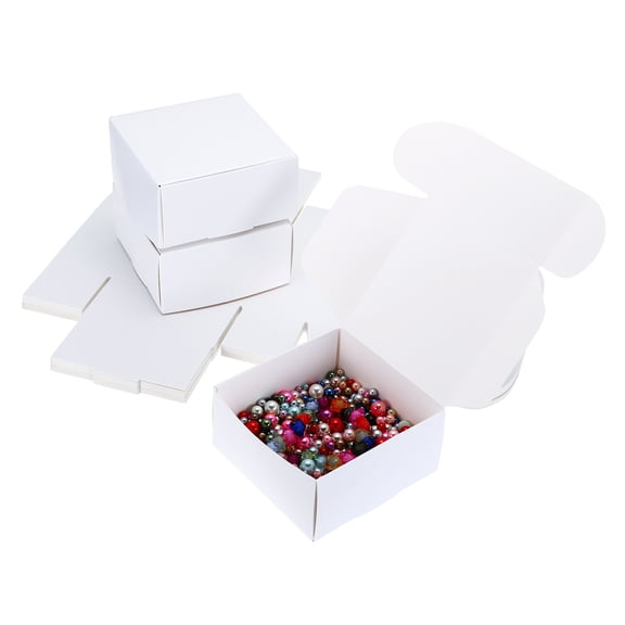 3.9x3.9x2" Small Gift Boxes Bulk with Lid, 25 Pack Mini Square Cardboard Paper Present Box for Jewelry, Candy, White