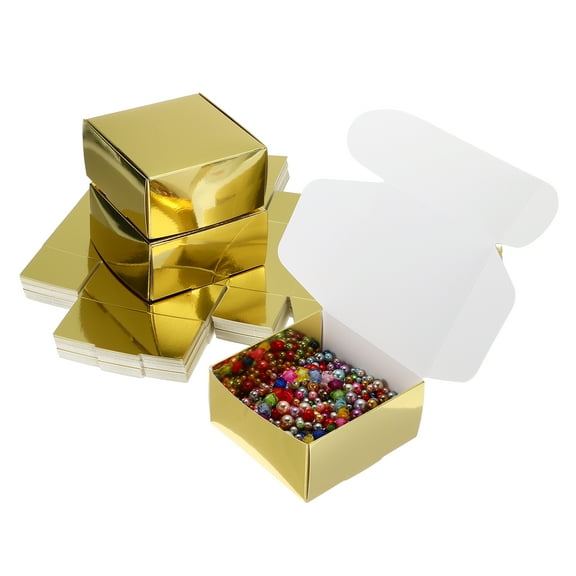 3.9x3.9x2" Small Gift Boxes Bulk with Lid, 50 Pack Mini Square Cardboard Paper Present Box for Jewelry, Candy, Gold