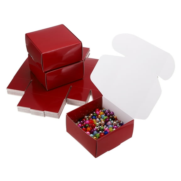 3.9x3.9x2" Small Gift Boxes Bulk with Lid, 50 Pack Mini Square Cardboard Paper Present Box for Jewelry, Candy, Red