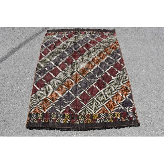 3.9x5.4 ft Accent Rug, Floor Rug, Anatolian Rug, Entry Rug, Turkish Rugs, Kilim