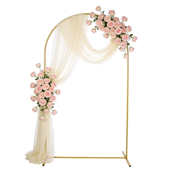 3.9x7.2 ft Wedding Arch Backdrop Stand, Gold Metal Arched Frame, Elegant Golden Wedding Arch Decoration, Sturdy Ceremony Background for Bridal Shower, Party, Garden