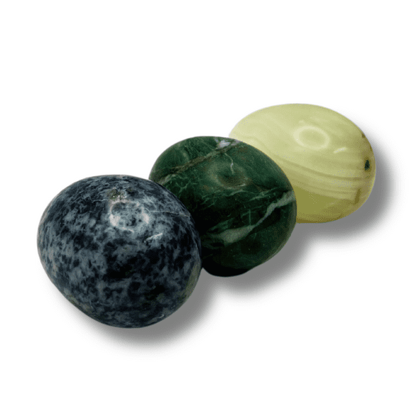 3 ARCHES USA Alabaster Eggs Set - 3pc Natural Stone Easter Decorations, 2" Handcrafted Marble Eggs for Table Centerpiece, Spring Home Decor & Holiday Presents, Veined Finish