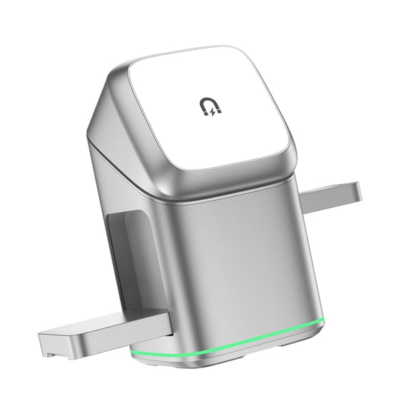 3. Adjustable Metal Charging Station 15W Fast otating Base for 3 Devices
