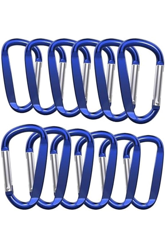 3" Aluminum Carabiner Clips, 12PCS D Ring Shape Keychain Carabiners Hook Buckle