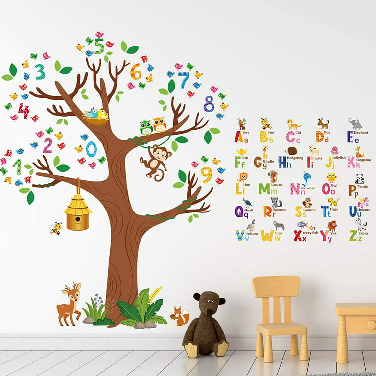Children Alphabet Wall Stickers Kids Learning ABC Wall Decals Nursery  Classroom ABC Wall Stickers for Toddlers Room Decor Large 