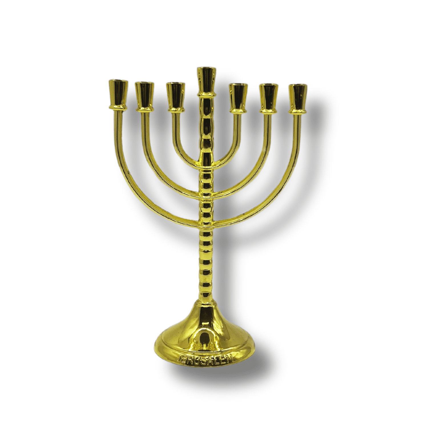 3 Arches USA Gold Plated 7-Branch Menorah - Jewish Home Decor, 4.5" Candelabra for Shabbat & Holiday Display
