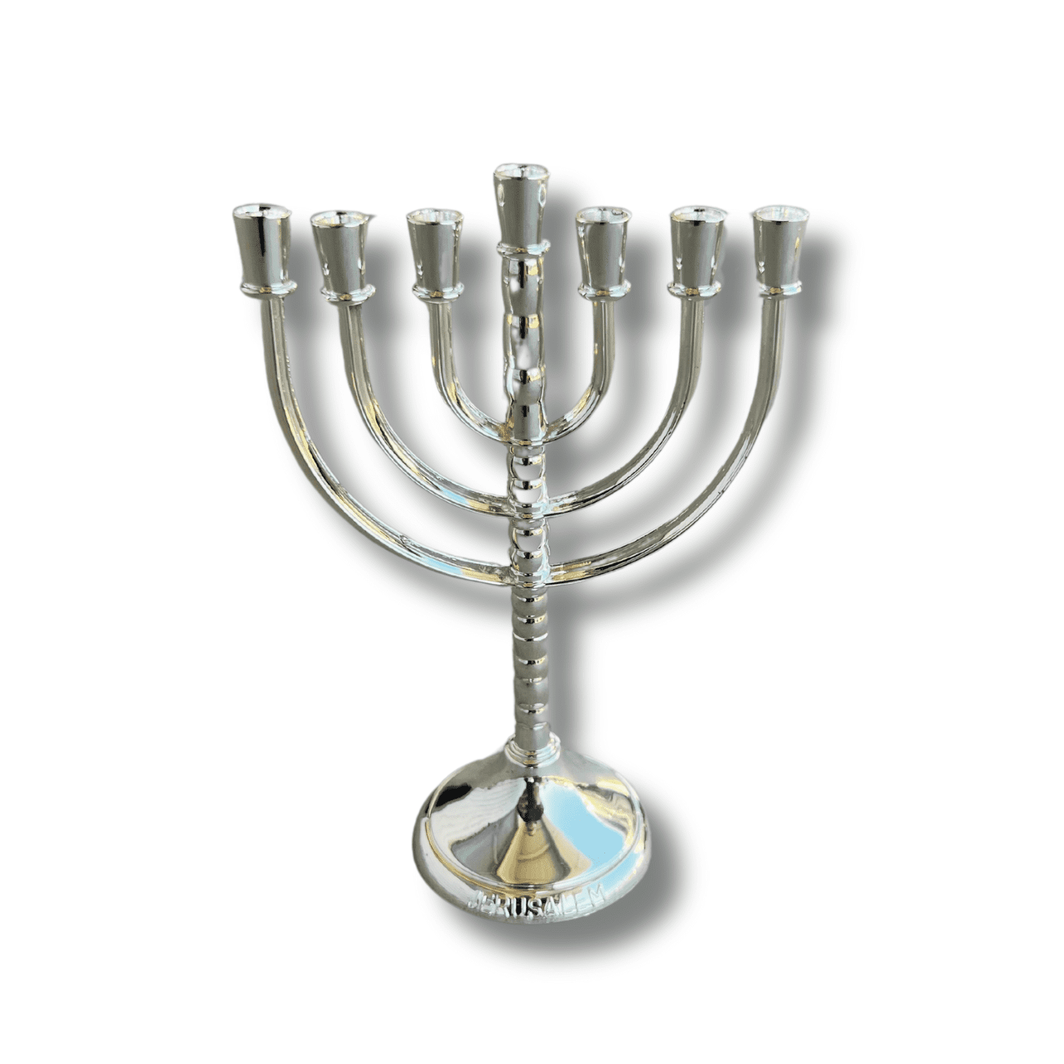 3 Arches USA Silver Plated 7-Branch Menorah - Jewish Home Decor, 4.5" Candelabra for Shabbat & Holiday Display