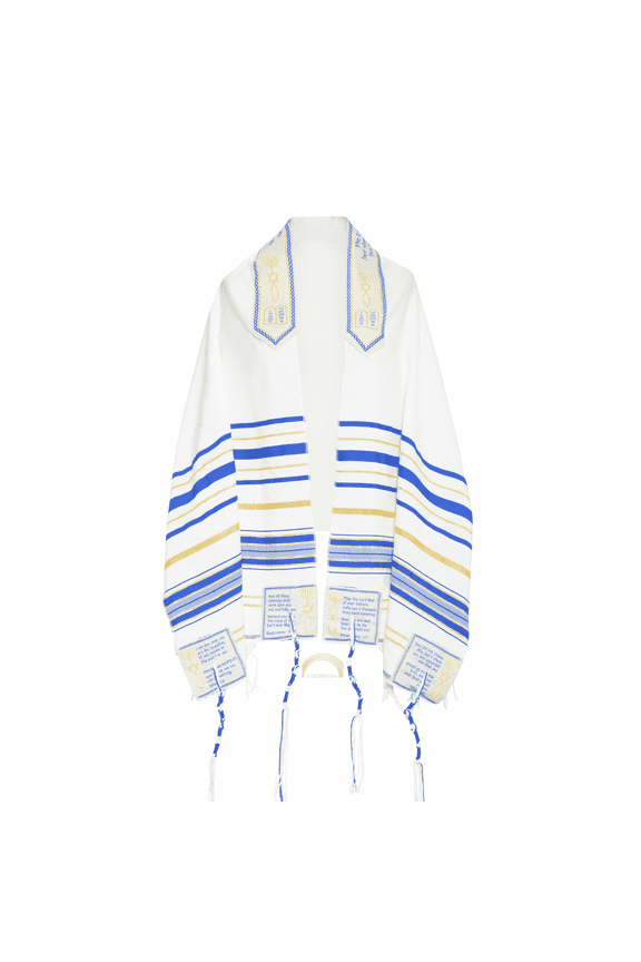 The Blessing Tallit, Large 73"x33" Messianic Prayer Shawl (Royal Blue-Large)