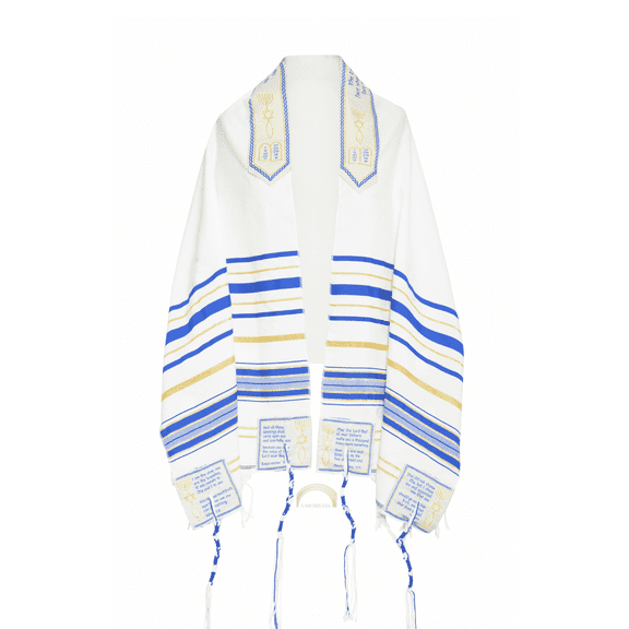 3 Arches USA The Blessing Tallit, Messianic Prayer Shawl (Royal Blue-Medium)