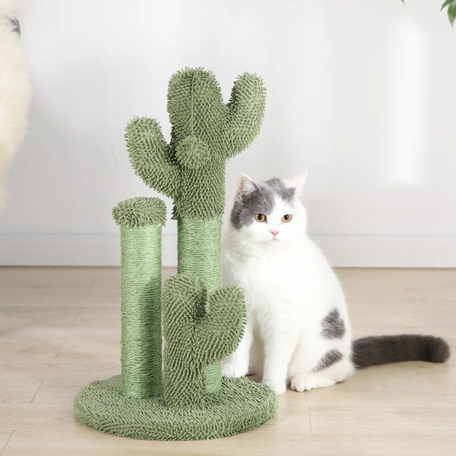 3Arm Chenille, Sisal & Jute Cat Scratching Post with Cat Toy