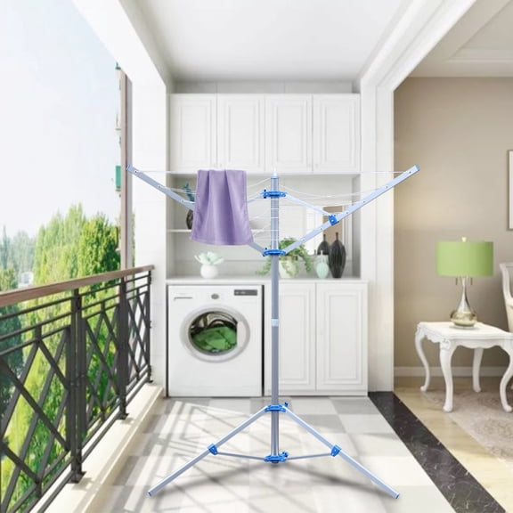 3-Arm Folding Umbrella Style Adjustable Outdoor Clothes Drying Rack with Hanger Holes, Rust-Resistant Aluminum Alloy, Tripod Base, 10kg Capacity, Ideal for Bedding and Garments