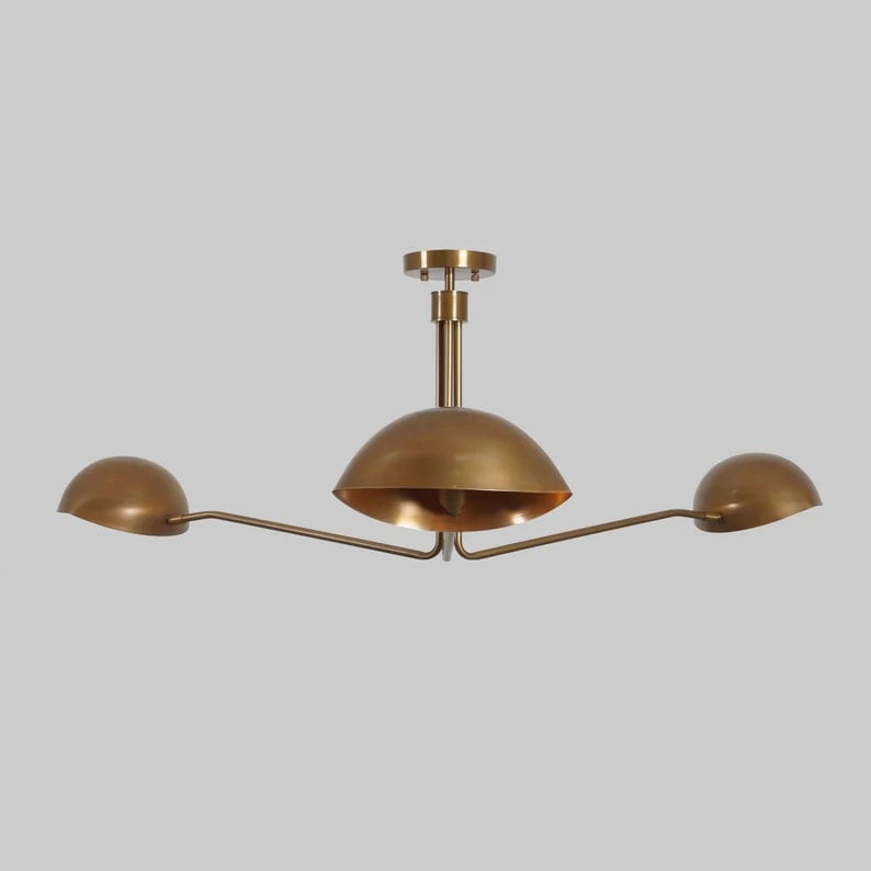 3 Arm Mid Century Modern Sputnik Chandelier, Multi Arm Pendant Light Fixture, Vintage Inspired Luxury Decor Handcrafted Lighting