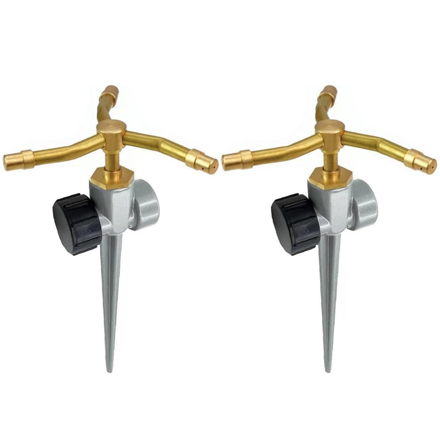 3 Arm Sprinkler Stake 360 Degree Automatic Rotary Sprayer with Spike Water Sprinkler 3 Arm Sprinkler Ground Stake Large Yard Area Watering for Efficient Garden Irrigation and Lawns Watering,2 Pack