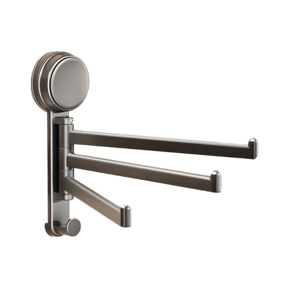 3-Arm Swivel Suction Cup Towel Rack, Stainless Steel Towel Bar Over the Sink, Space Saving Wall Mounted Towel Sponge Holder, Rustproof Swing Out Towel Organizer for Bathroom Kitchen - Silver