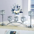 thumbnail image 1 of 3 Arms Crystal Candle Holders, Arch Candlestick Table Candelabras Centerpieces for Wedding, Dinning Room, Cabinet Ornaments, Home Decoration， Gift (3-arm Arched Set, Silver), 1 of 6